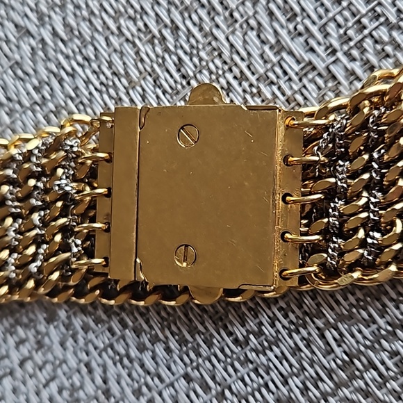 💸SOLD💸 Saint Laurent Gold Silver Chain Bracelet w/Dustbag - Picture 5 of 7